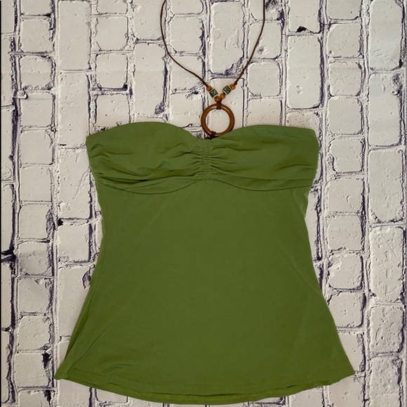 Studio Y Tops - Green Y2K Halter Top With Beads